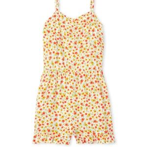 Girls Floral Ruffle Tank Romper